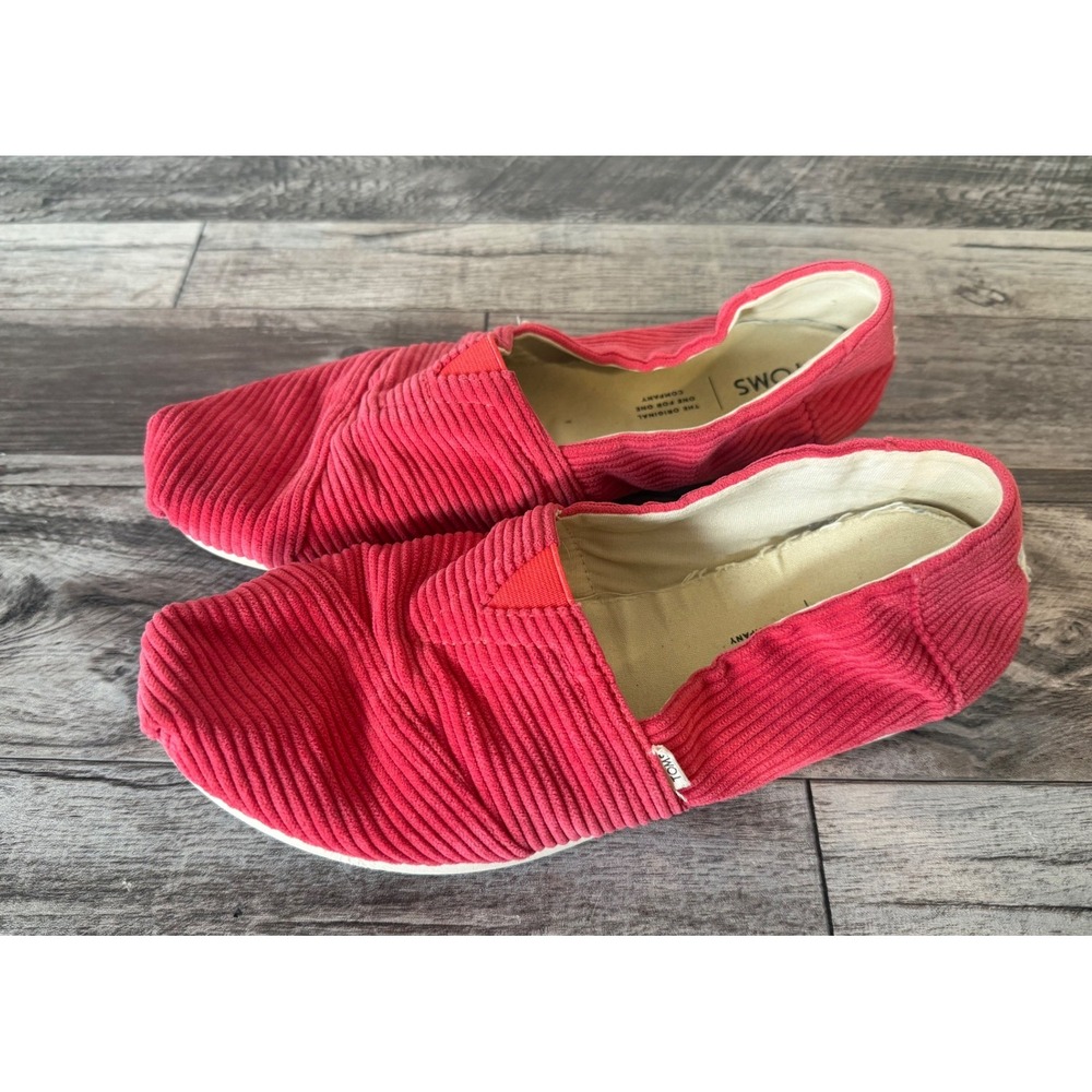 TOMS Alpargata Slip On Size 9 Pink Corduroy Casual Comfort Flat Walking Shoe